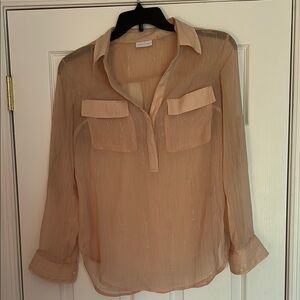New York & Company Sheer Blouse in Light Peach